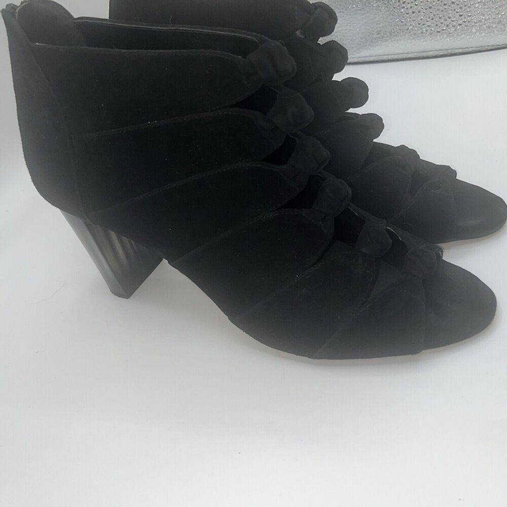 Vaneli Black Peep-Toe Ruffle Booties - Picture 3 of 8